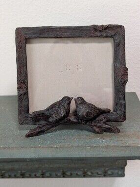 Rustic Resin Bird Picture Frame Faux Wood Log Texture  Cabin Cottage Farmhouse